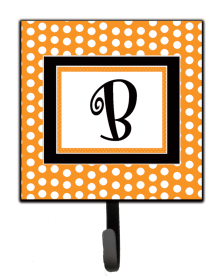 Letter Initial Monogram - Orange Polkadots Leash or Key Holder (size: 4.25 x 7)