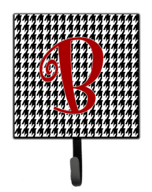 Letter Initial Monogram - Houndstooth Black Leash or Key Holder (size: 4.25 x 7)