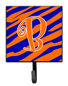 Letter Initial Tiger Stripe Blue and Orange Leash or Key Holder (size: 4.25 x 7)