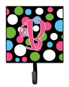 Letter Initial Monogram - Polkadots and Pink Leash or Key Holder (size: 4.25 x 7)