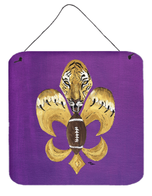 Tiger Football Fleur de lis Wall or Door Hanging Prints (Color: 8205-2DS66, size: 6 x 6)
