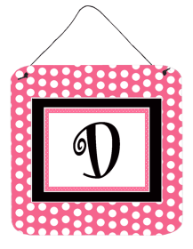 Monogram - Pink Black Polka Dots Wall or Door Hanging Prints (Color: D, size: 6 x 6)