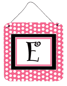 Monogram - Pink Black Polka Dots Wall or Door Hanging Prints (Color: E, size: 6 x 6)