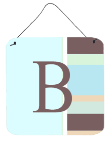 Monogram - Blue Stripes Wall or Door Hanging Prints (Color: B, size: 6 x 6)
