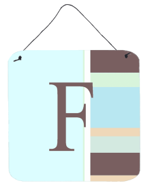 Monogram - Blue Stripes Wall or Door Hanging Prints (Color: F, size: 6 x 6)