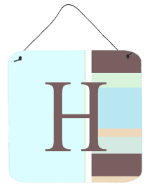 Monogram - Blue Stripes Wall or Door Hanging Prints (Color: H, size: 6 x 6)