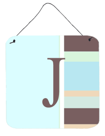 Monogram - Blue Stripes Wall or Door Hanging Prints (Color: J, size: 6 x 6)