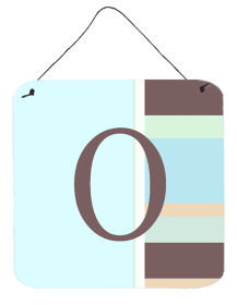 Monogram - Blue Stripes Wall or Door Hanging Prints (Color: O, size: 6 x 6)