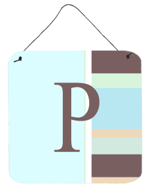 Monogram - Blue Stripes Wall or Door Hanging Prints (Color: P, size: 6 x 6)