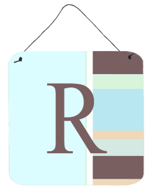 Monogram - Blue Stripes Wall or Door Hanging Prints (Color: R, size: 6 x 6)