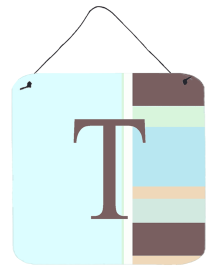 Monogram - Blue Stripes Wall or Door Hanging Prints (Color: T, size: 6 x 6)
