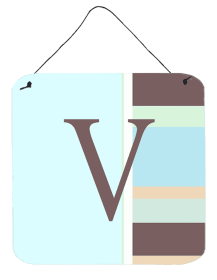 Monogram - Blue Stripes Wall or Door Hanging Prints (Color: V, size: 6 x 6)