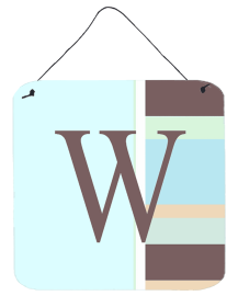 Monogram - Blue Stripes Wall or Door Hanging Prints (Color: W, size: 6 x 6)