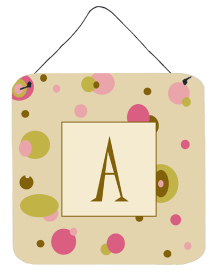 Monogram - Tan Dots Wall or Door Hanging Prints (Color: A, size: 6 x 6)