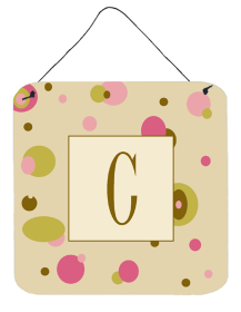 Monogram - Tan Dots Wall or Door Hanging Prints (Color: C, size: 6 x 6)