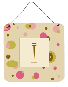 Monogram - Tan Dots Wall or Door Hanging Prints (Color: I, size: 6 x 6)