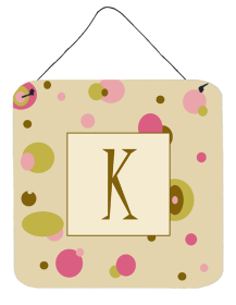 Monogram - Tan Dots Wall or Door Hanging Prints (Color: K, size: 6 x 6)