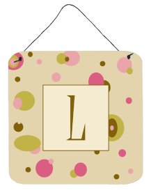 Monogram - Tan Dots Wall or Door Hanging Prints (Color: L, size: 6 x 6)