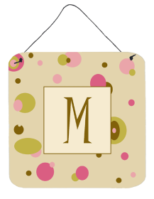 Monogram - Tan Dots Wall or Door Hanging Prints (Color: M, size: 6 x 6)