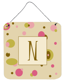 Monogram - Tan Dots Wall or Door Hanging Prints (Color: N, size: 6 x 6)