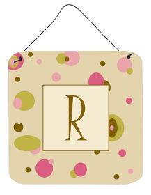 Monogram - Tan Dots Wall or Door Hanging Prints (Color: R, size: 6 x 6)