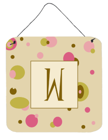 Monogram - Tan Dots Wall or Door Hanging Prints (Color: W, size: 6 x 6)