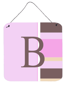 Monogram - Pink Stripes Wall or Door Hanging Prints (Color: B, size: 6 x 6)