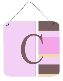 Monogram - Pink Stripes Wall or Door Hanging Prints (Color: C, size: 6 x 6)