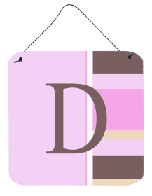 Monogram - Pink Stripes Wall or Door Hanging Prints (Color: D, size: 6 x 6)