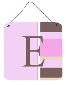 Monogram - Pink Stripes Wall or Door Hanging Prints (Color: E, size: 6 x 6)