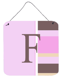 Monogram - Pink Stripes Wall or Door Hanging Prints (Color: F, size: 6 x 6)