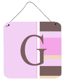 Monogram - Pink Stripes Wall or Door Hanging Prints (Color: G, size: 6 x 6)
