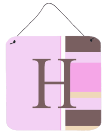 Monogram - Pink Stripes Wall or Door Hanging Prints (Color: H, size: 6 x 6)