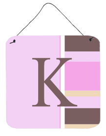 Monogram - Pink Stripes Wall or Door Hanging Prints (Color: K, size: 6 x 6)