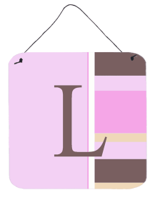 Monogram - Pink Stripes Wall or Door Hanging Prints (Color: L, size: 6 x 6)