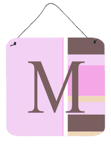 Monogram - Pink Stripes Wall or Door Hanging Prints (Color: M, size: 6 x 6)