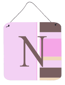 Monogram - Pink Stripes Wall or Door Hanging Prints (Color: N, size: 6 x 6)