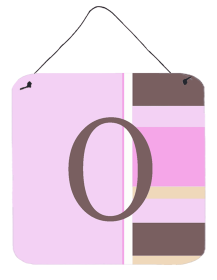 Monogram - Pink Stripes Wall or Door Hanging Prints (Color: O, size: 6 x 6)