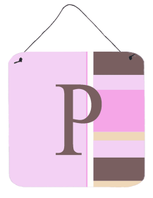 Monogram - Pink Stripes Wall or Door Hanging Prints (Color: P, size: 6 x 6)