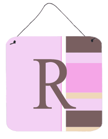 Monogram - Pink Stripes Wall or Door Hanging Prints (Color: R, size: 6 x 6)