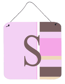Monogram - Pink Stripes Wall or Door Hanging Prints (Color: S, size: 6 x 6)