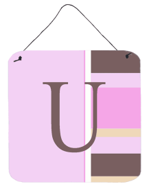Monogram - Pink Stripes Wall or Door Hanging Prints (Color: U, size: 6 x 6)