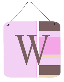 Monogram - Pink Stripes Wall or Door Hanging Prints (Color: W, size: 6 x 6)