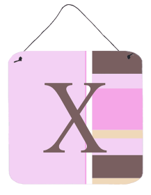 Monogram - Pink Stripes Wall or Door Hanging Prints (Color: X, size: 6 x 6)