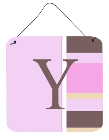 Monogram - Pink Stripes Wall or Door Hanging Prints (Color: Y, size: 6 x 6)