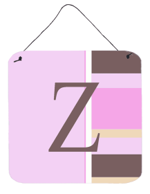 Monogram - Pink Stripes Wall or Door Hanging Prints (Color: Z, size: 6 x 6)