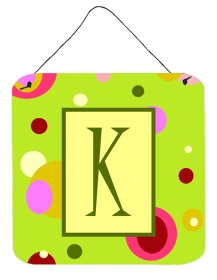 Monogram - Lime Green Wall or Door Hanging Prints (Color: K, size: 6 x 6)