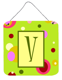 Monogram - Lime Green Wall or Door Hanging Prints (Color: V, size: 6 x 6)