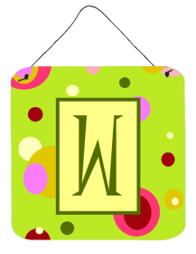 Monogram - Lime Green Wall or Door Hanging Prints (Color: W, size: 6 x 6)