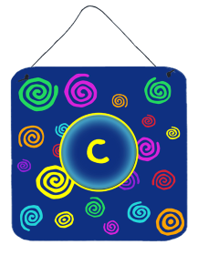 Monogram - Blue Swirls Wall or Door Hanging Prints (Color: C, size: 6 x 6)